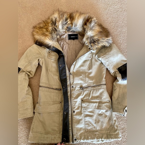 BNCI Utility Style Cargo Coat with Faux Fur - Picture 2 of 10